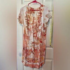 Floral Print Mini Dress in Orange and White